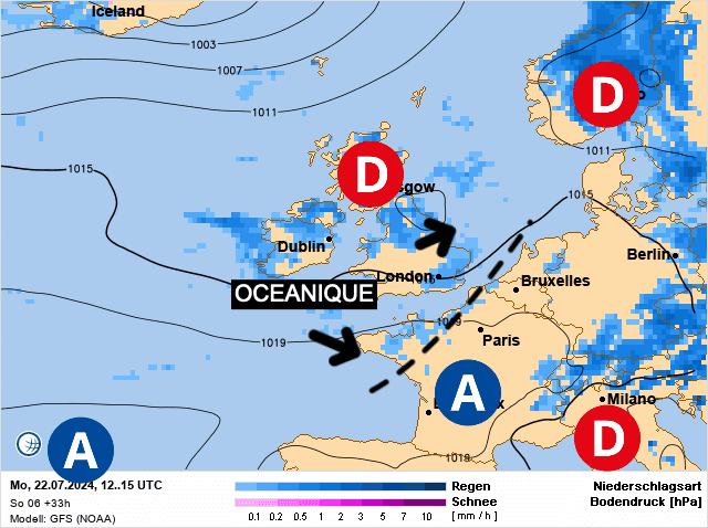 Carte de prévisions d'europe du Lundi 22 juillet 2024