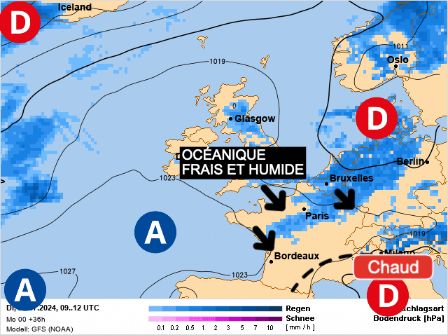 Carte de prévisions d'europe du Mardi 23 juillet 2024