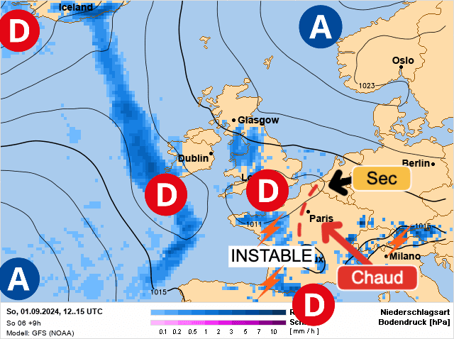 Carte de prévisions d'europe du Dimanche 1 septembre 2024