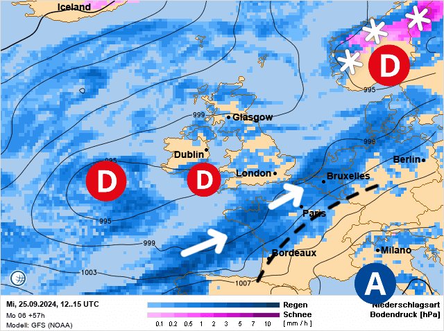Carte de prévisions d'europe du Mercredi 25 septembre 2024