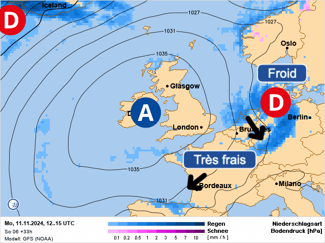 Carte de prévisions d'europe du Lundi 11 novembre 2024