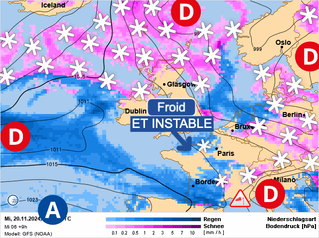 Carte de prévisions d'europe du Mercredi 20 novembre 2024