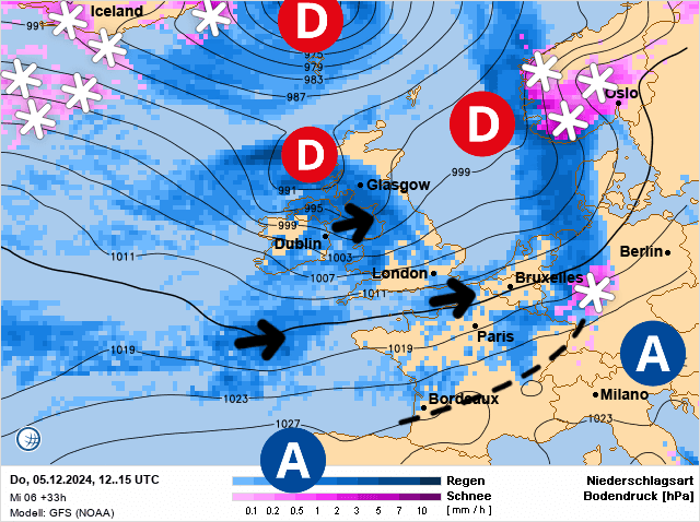 Carte de prévisions d'europe du Jeudi 5 décembre 2024