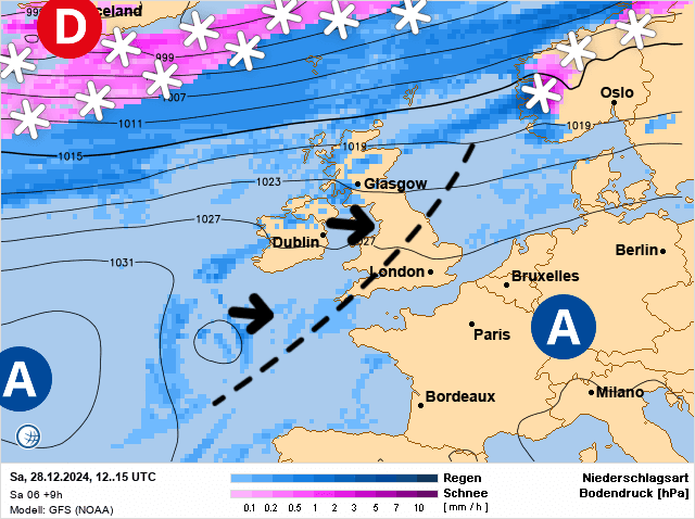 Carte de prévisions d'europe du Samedi 28 décembre 2024