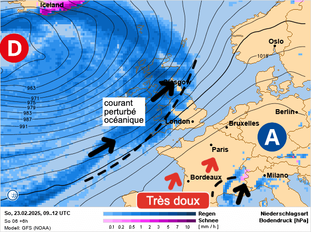 Carte de prévisions d'europe du Dimanche 23 février 2025