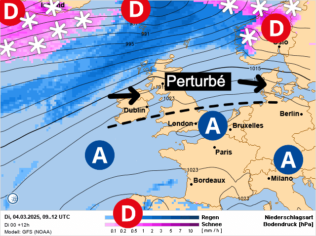 Carte de prévisions d'europe du Mardi 4 mars 2025