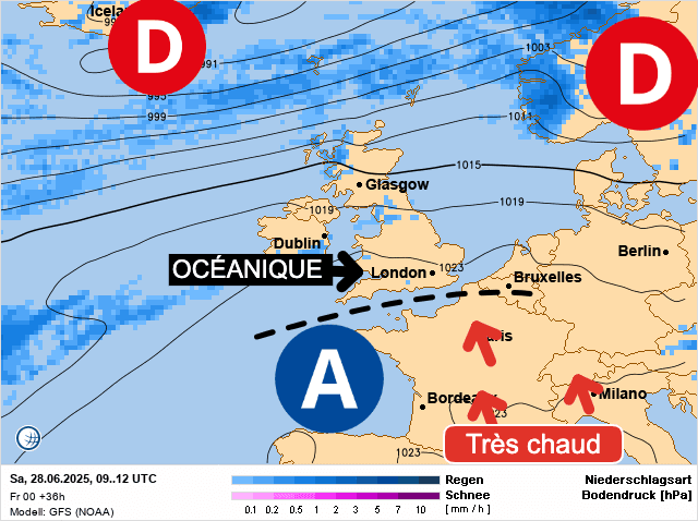 Carte de prévisions d'europe du Samedi 28 juin 2025