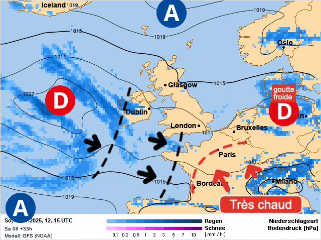 Carte de prévisions d'europe du Dimanche 13 juillet 2025