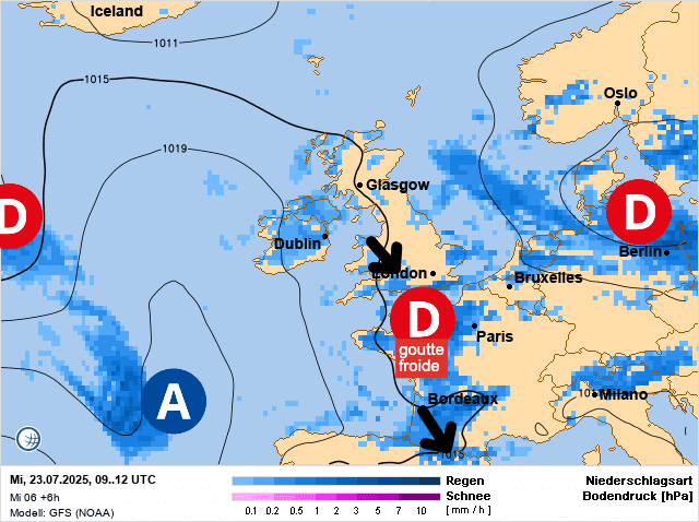Carte de prévisions d'europe du Mercredi 23 juillet 2025