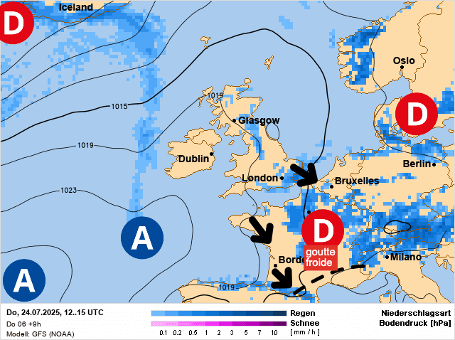 Carte de prévisions d'europe du Jeudi 24 juillet 2025