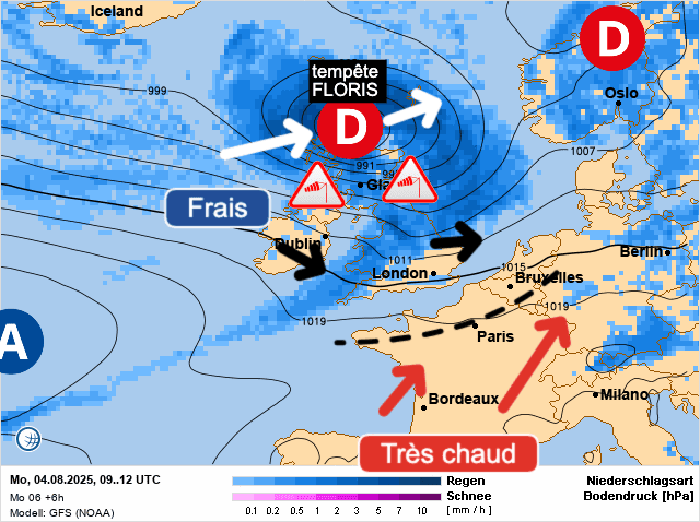 Carte de prévisions d'europe du Lundi 4 août 2025