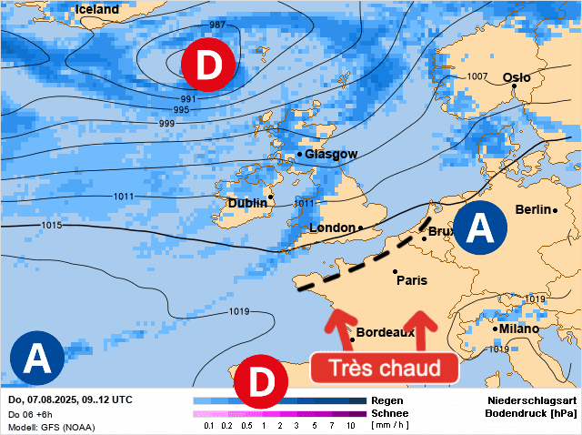 Carte de prévisions d'europe du Jeudi 7 août 2025