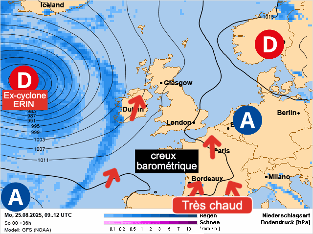 Carte de prévisions d'europe du Lundi 25 août 2025