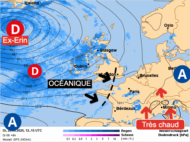 Carte de prévisions d'europe du Mardi 26 août 2025