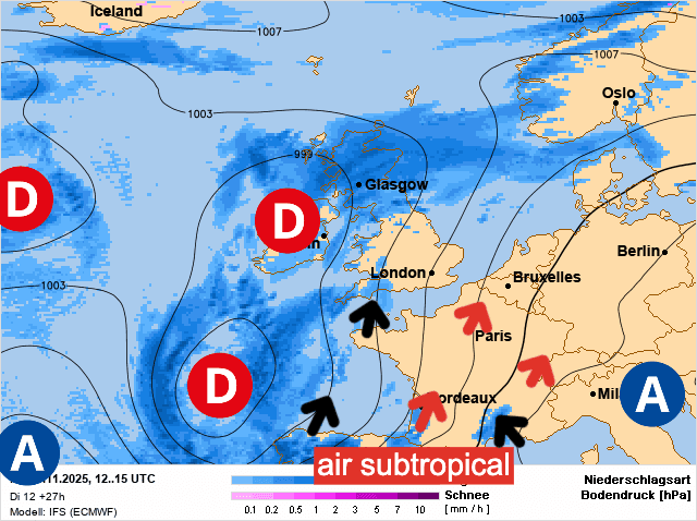 Carte de prévisions d'europe du Mercredi 5 novembre 2025